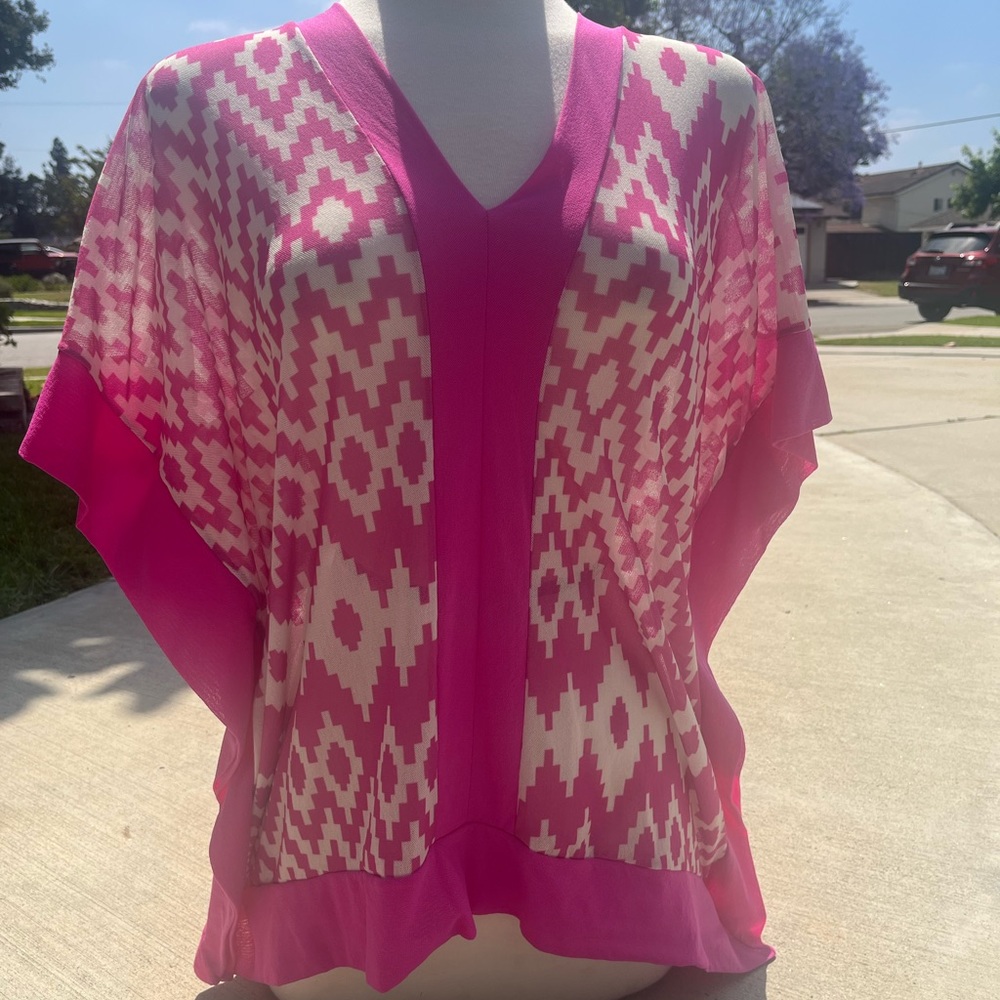 Sheer Chevroned Pink Cover up